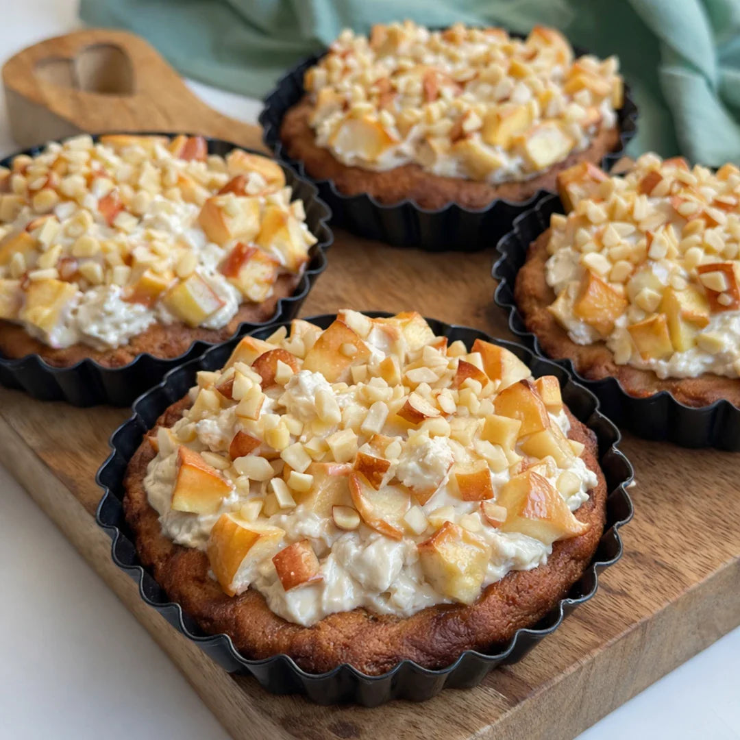 Kohlenhydratreduzierte Apfel-Topfen-Mini-Pie ohne Mehl, im Airfryer gebacken