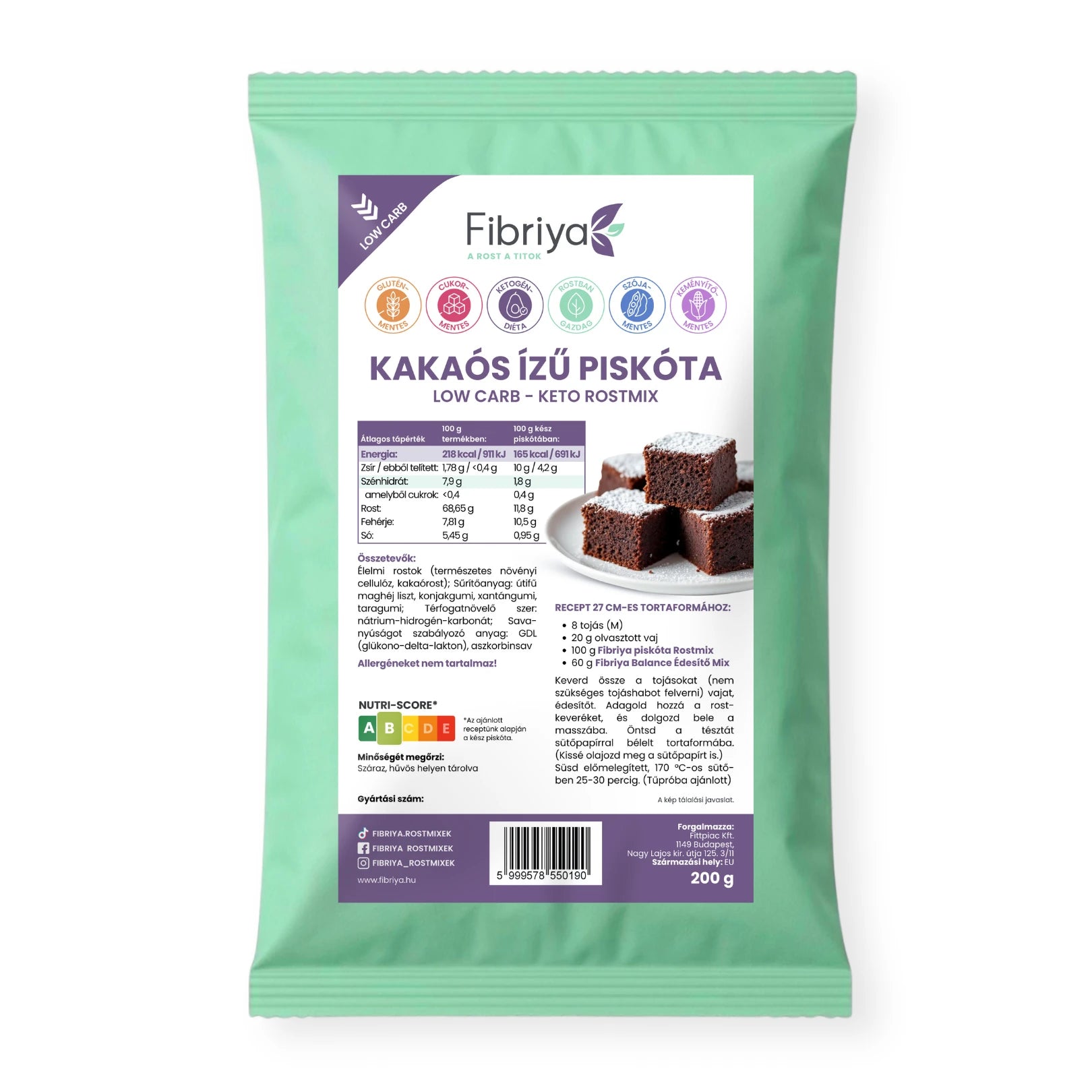 Fibriya Kakao-Biskuit – Low-Carb Keto Ballaststoffmix 200g