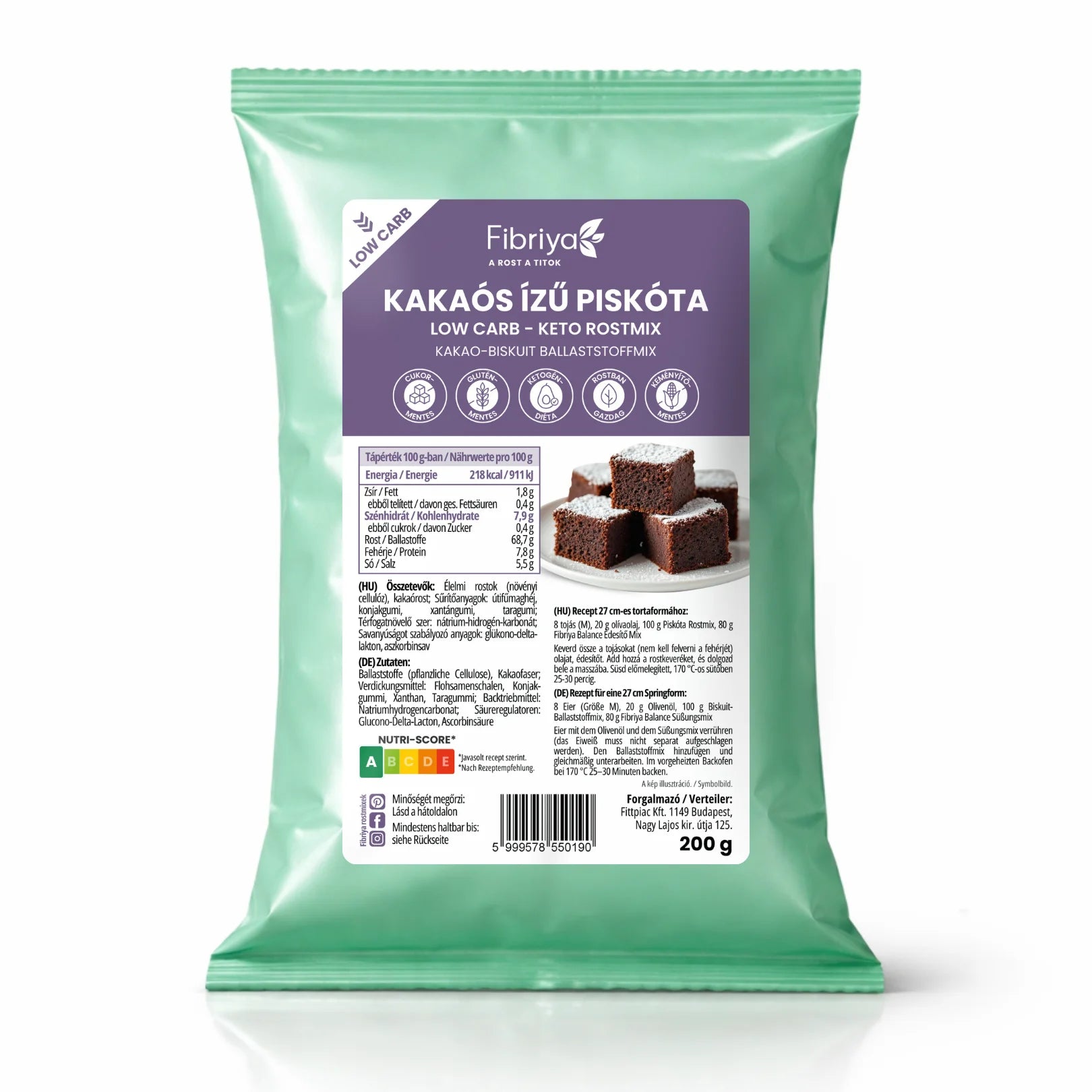 Fibriya Kakao-Biskuit – Low-Carb Keto Ballaststoffmix 200g