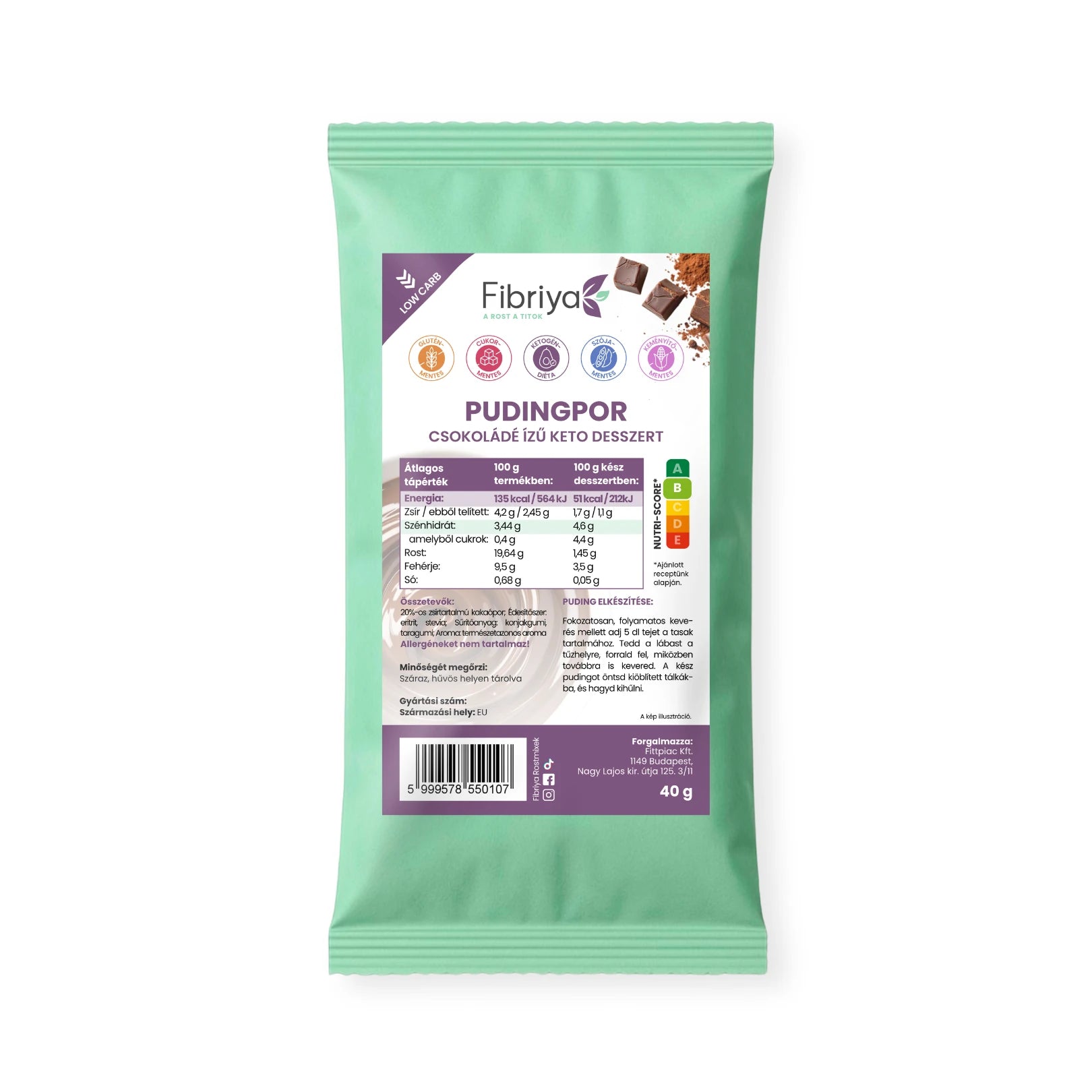 Fibriya Puddingpulver Schokolade – Keto Dessert 40g