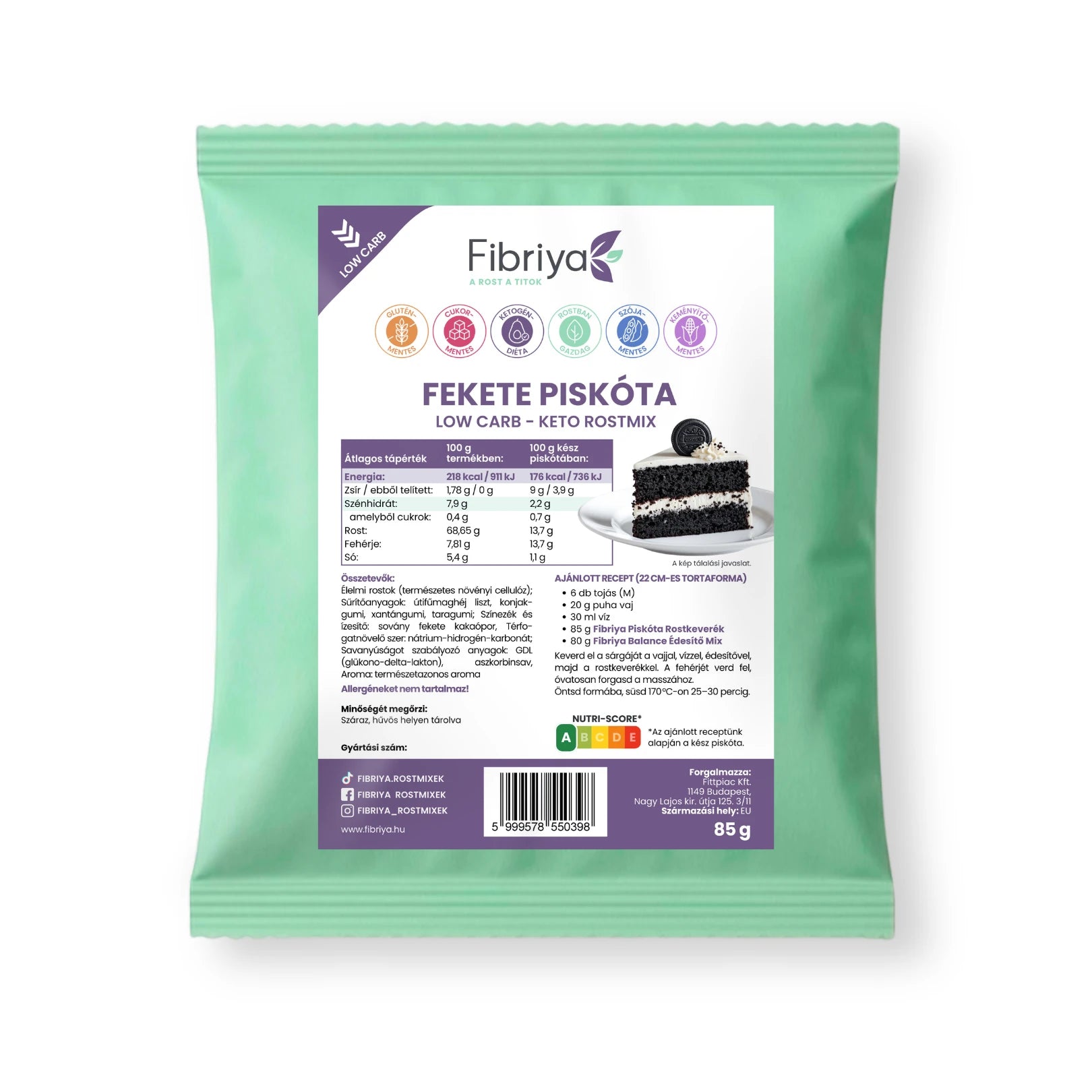 Fibriya Schwarzer Biskuit – Low-Carb Keto Ballaststoffmix 85g