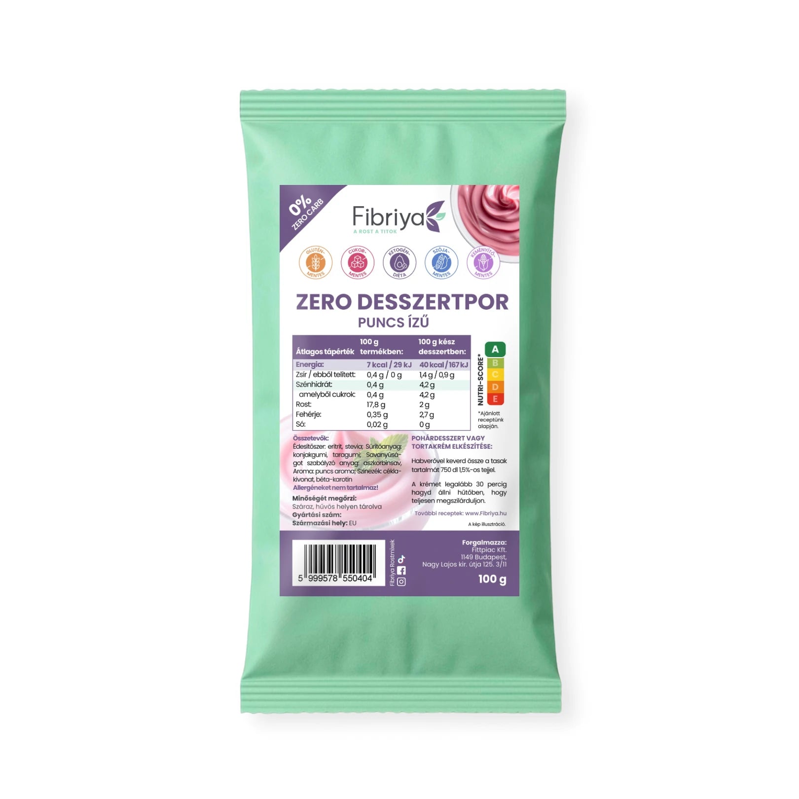 Fibriya Zero Dessertpulver Punsch 100g