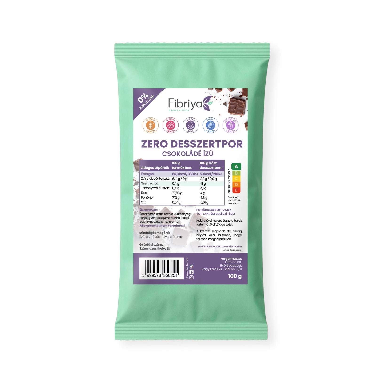Fibriya Zero Dessertpulver Schokolade 100g