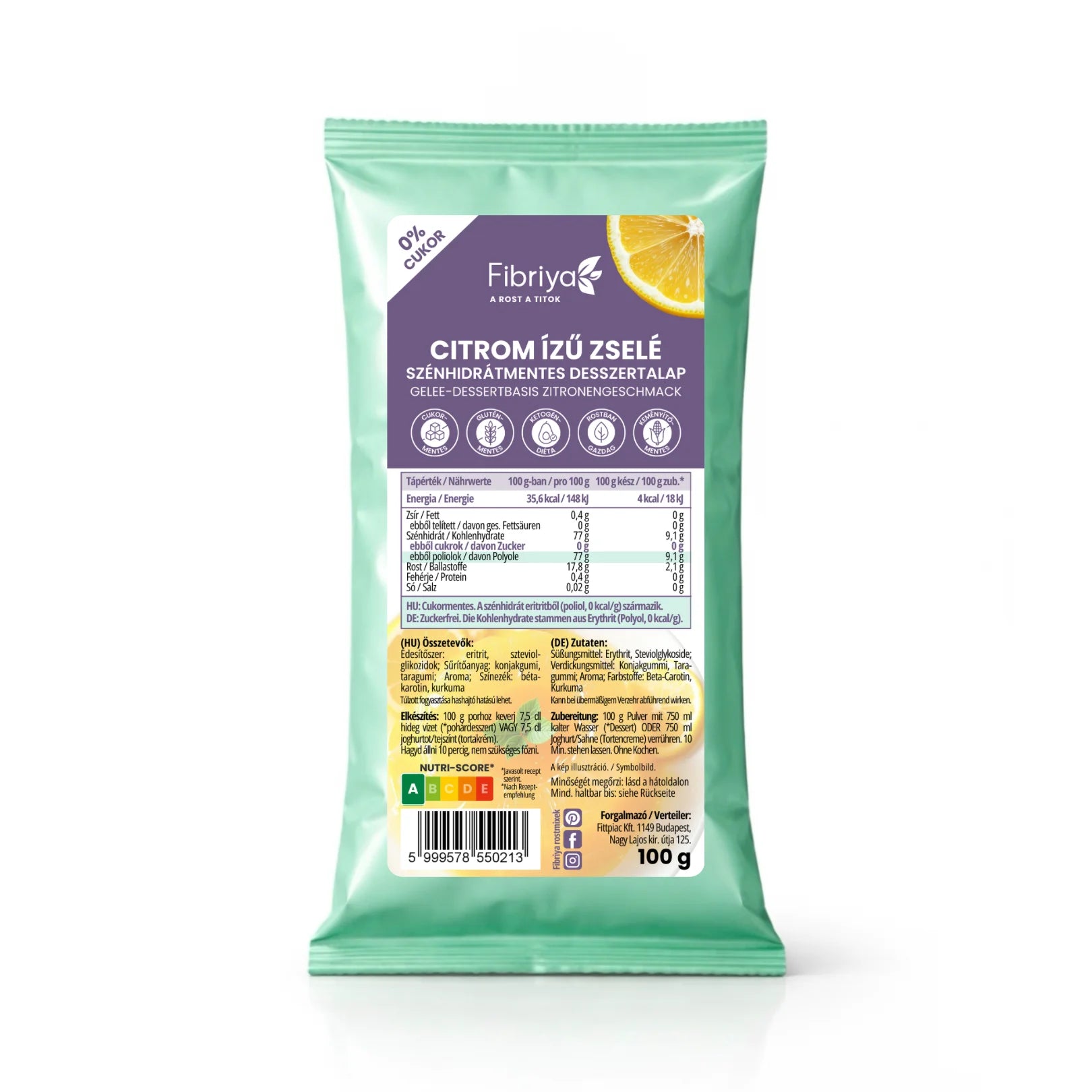 Fibriya Zitronen-Gelee – Kohlenhydratfreie Dessertbasis 100g