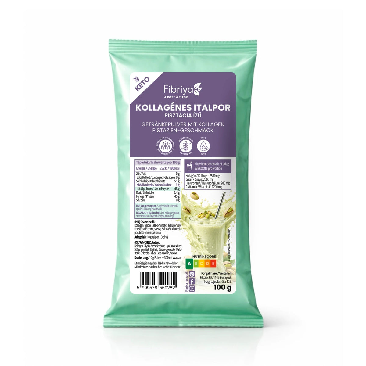 Fibriya Getränkepulver mit Kollagen Pistazie 100g