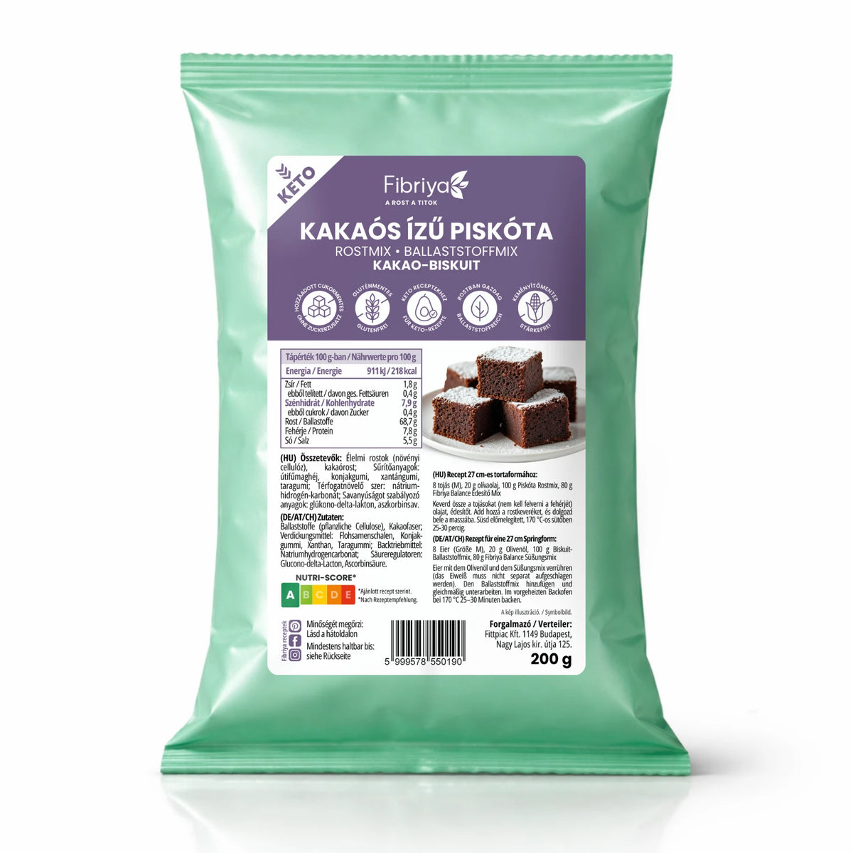 Fibriya Kakao-Biskuit – Low-Carb Keto Ballaststoffmix 200g
