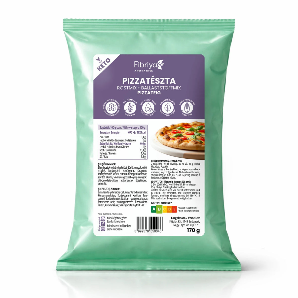 Fibriya Pizzateig – Low-Carb Keto Ballaststoffmix 170g